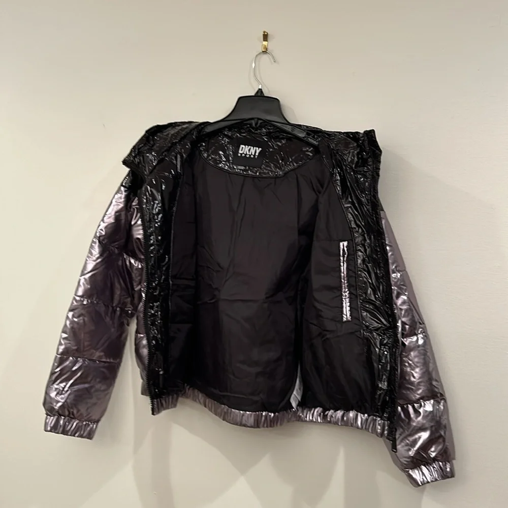 NWT DKNY Sport Down Jacket DP2J8893 Silver Tone Regular Fit, sz L - Picture 8 of 12